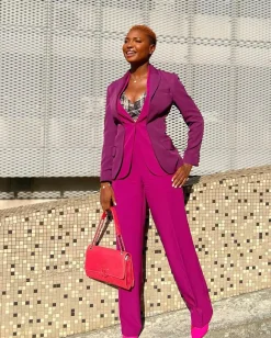 A Magenta-Purple Quad-Notch Lapel Jacket