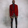 A Mahogany Red “Downtown” Velvet Shawl Lapel Suit
