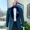 A “Mandarin” floral Sacramento green shawl Lapel tuxedo suit