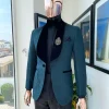A “Mandarin” floral Sacramento green shawl Lapel tuxedo suit