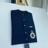 A Midnight Blue, Front Flap With Clear View Swarovski Buttons African Traditional Senator Kaftan.
