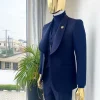 A Midnight Blue Shawl Lapel Floral Jacquard Tuxedo Suit