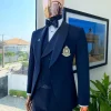 A Midnight Blue Shawl Lapel Tuxedo Suit