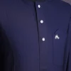 A Midnight blue,invisible stripe, jorgecarli, front flap with silver Swarovski button, long sleeve African senator kaftan native.