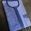 A Mixed Color navy blue Button Flap Kaftan With Blue Paisley Detailing
