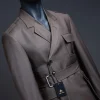 A monochrome “06-06-1944 – D-Day” Coffee brown, notch lapel, 2 button combat wrap suit