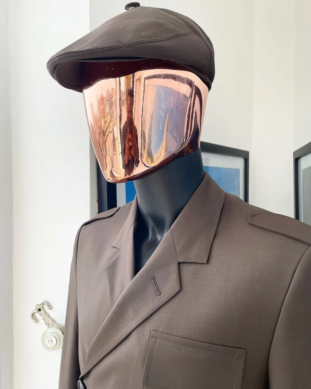 A monochrome “06-06-1944 – D-Day” Coffee brown, notch lapel, 2 button combat wrap suit
