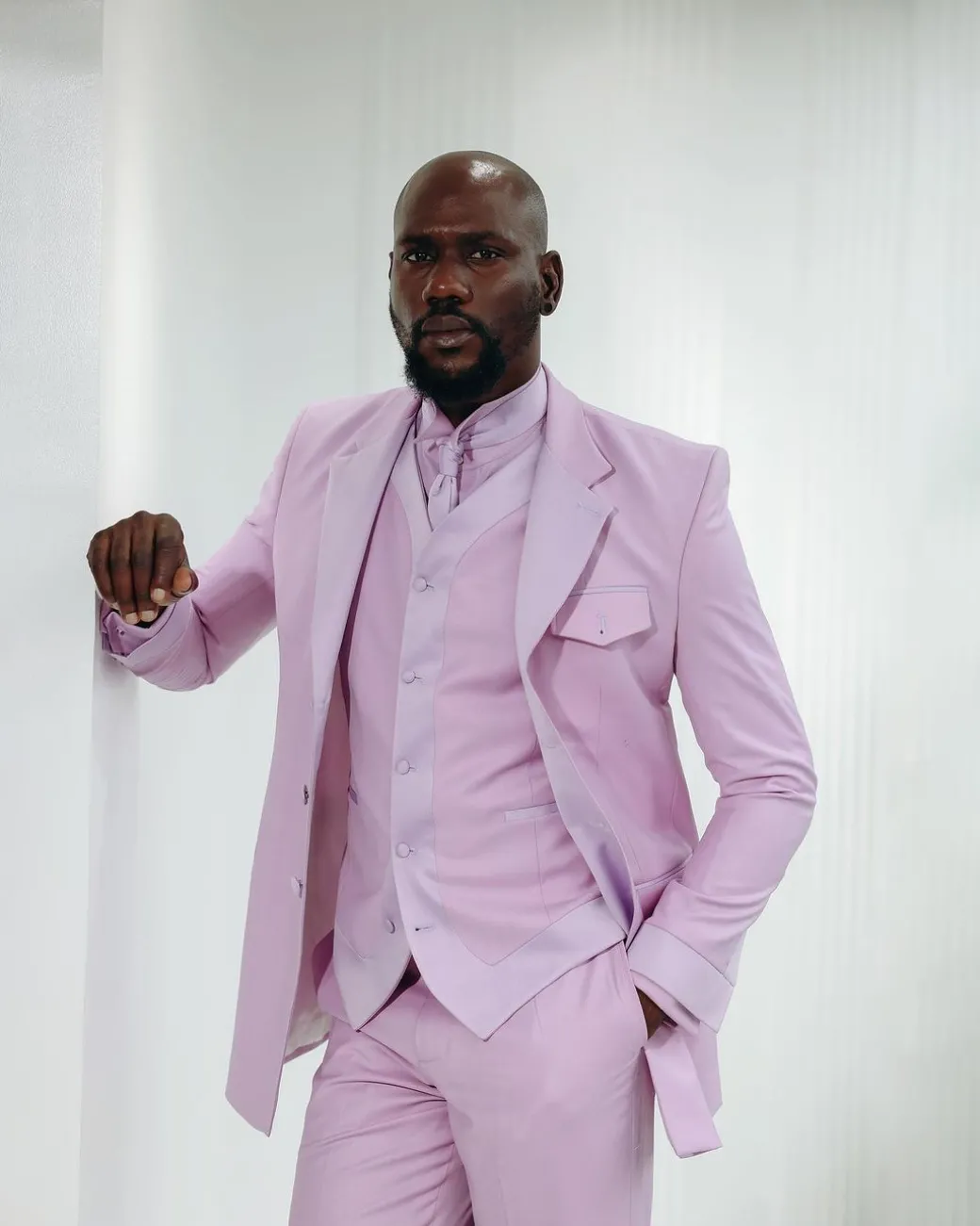 A Monochrome Lavender Purple Overcoat Tux Jacket