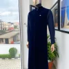 A monochrome Midnight blue long senator kaftan, Soaked premium velvet kimono