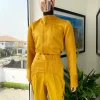 A monochrome Yellow “Made in Lagos” bishop neck shirt