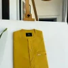 A Mustard Yellow Kaftan, embroidery front flap details African traditional senator kaftan native.