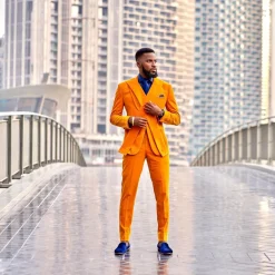 A Mustard yellow “X” one button Notch lapel suit