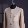A Navajo Yellow, Front Flap with Gold Swarovski Buttons, and Dark Pewter Metal Buckle Details Traditional African Senator Kaftan Native.