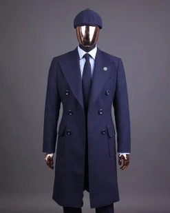 A Navy blue – Jorgecarli Vogue jacket – “Sicilian” peak lapel trench double breasted suit