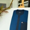 A Navy blue and blue flap African kaftan with matching patch pocket and Sokoto