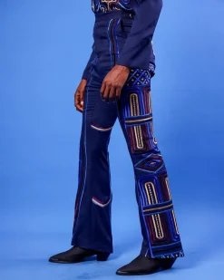 A Navy Blue, “Anikulapo” Arewa Embroidery Top And Pant African Native.