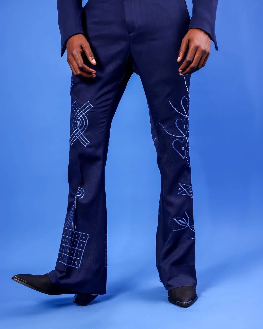 A Navy Blue, “Anikulapo” Arewa Embroidery Jumpsuit African Native.