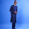 A Navy Blue, Arewa Embroidery Details Long Sleeve African Senator Kaftan Native