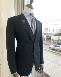 A Navy Blue Cashmere men’s shawl-lapel Evening Tuxedo suit