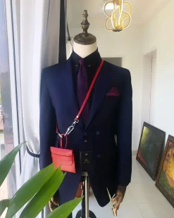 A Navy Blue Classic Side Breasted “Catch Me If You Can” Notch Lapel Suit