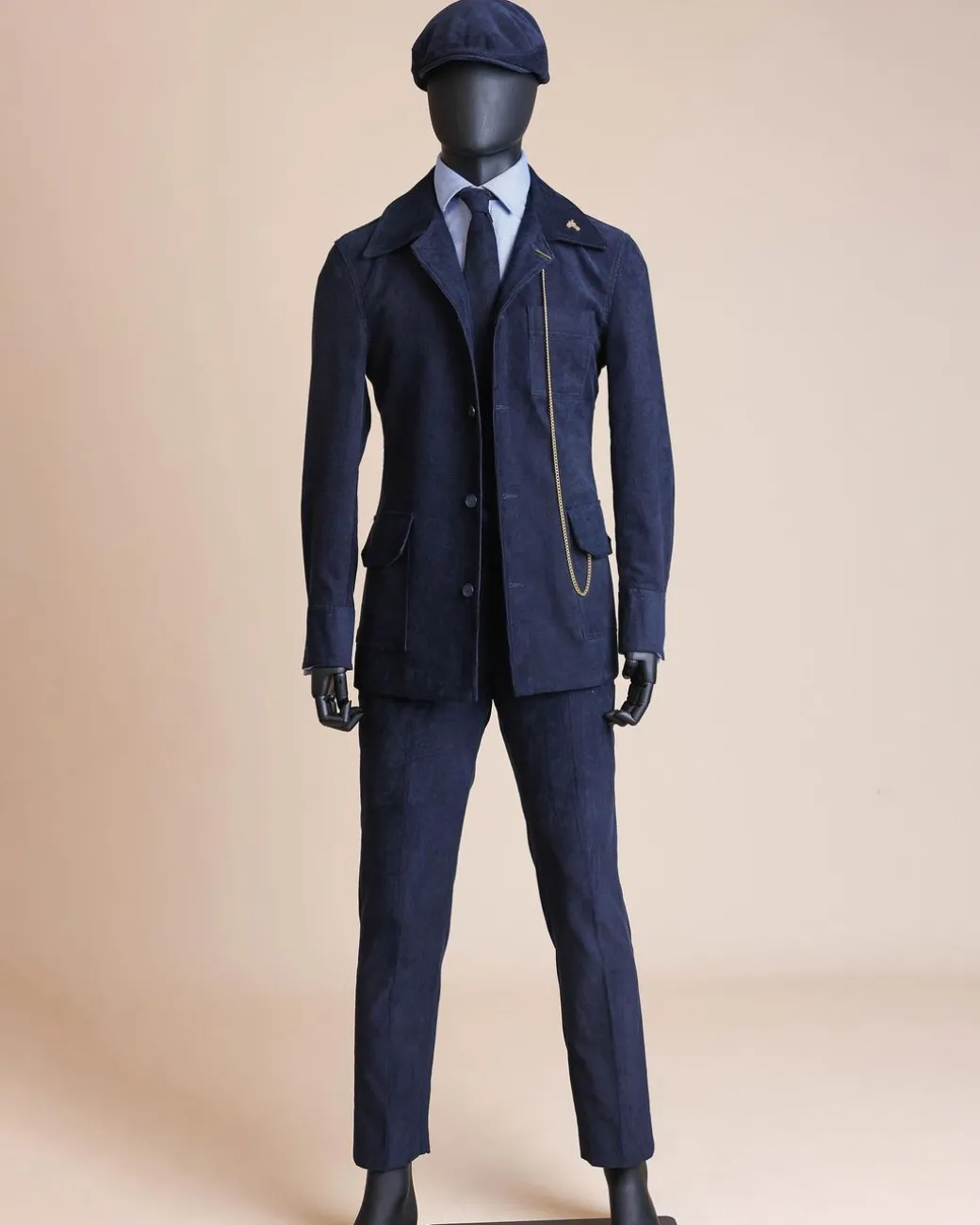 A Navy Blue Corduroy Shirt Jacket