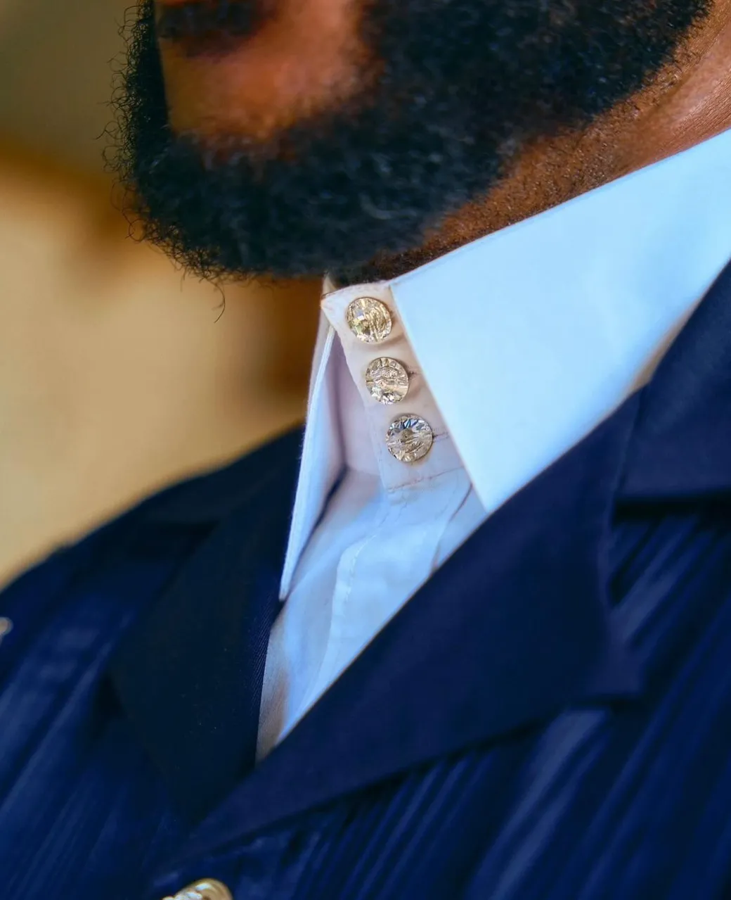 A Navy Blue, Deltagbada Flapper Embroidery Details Agbada
