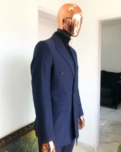 A Navy Blue Double Breasted corporate Peak lapel suit