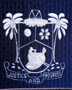 A Navy blue, “Eko Baje Ti – Lagos Will Never Spoil” embroidery details Agbada.