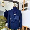 A Navy Blue Extra-fine jorgecarli Merino Sheep wool super 140’s Fabric “Oranmiyan” double breasted suit