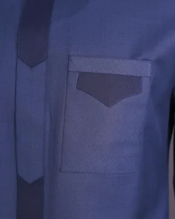 A Navy Blue, Front Flap, 3/4 Sleeve African Senator Kaftan Native.