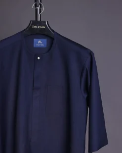 A Navy blue, front flap with silver Swarovski details African senator kaftan native and sokoto