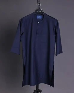 A Navy blue, front flap with silver Swarovski details African senator kaftan native and sokoto