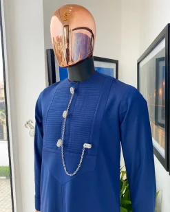 A Navy blue men’s Etibo with sliver accessories detailing.