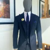 A Navy Blue Nobility Fabric “Board Room” 3 Piece Peak Lapel Suit