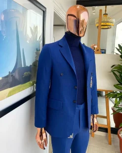 A Navy Blue Notch Lapel, 2 Button Suit