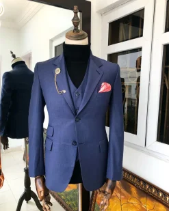 A Navy Blue Notch Lapel Business Suit