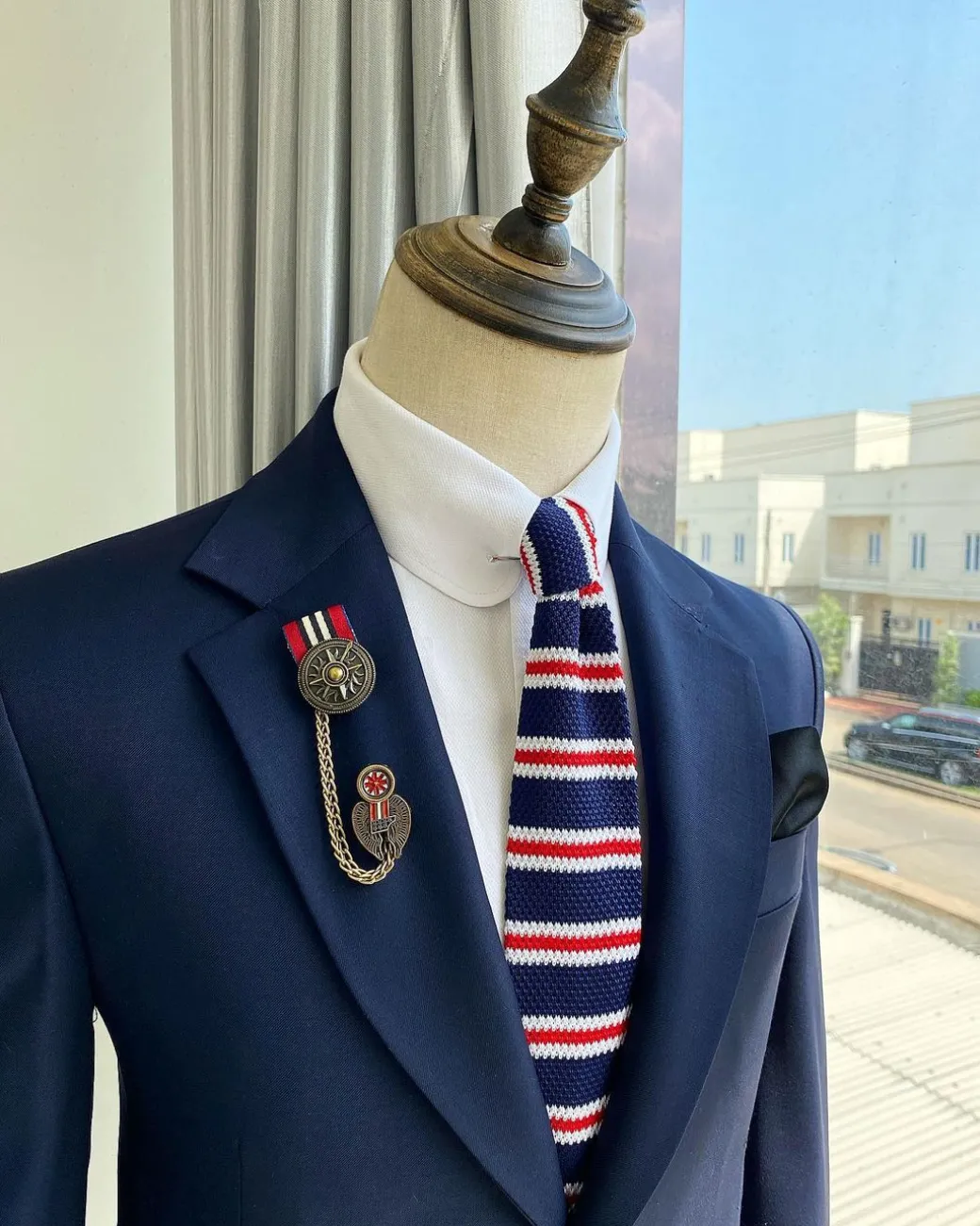 A Navy Blue Notch Lapel Business Suit