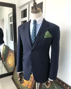 A Navy Blue notch lapel Suit