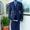 A Navy blue pencil stripe – Jorgecarli super 110’s- “Board Room” notch lapel patch pocket suit