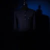 A Navy Blue, Pin Stripe, front flap & Pocket interchanged, 3/4 sleeve African senator kaftan native.
