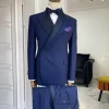 A Navy blue Reloaded “Arthur Richard” wrap peak and shawl lapel Tuxedo Suit