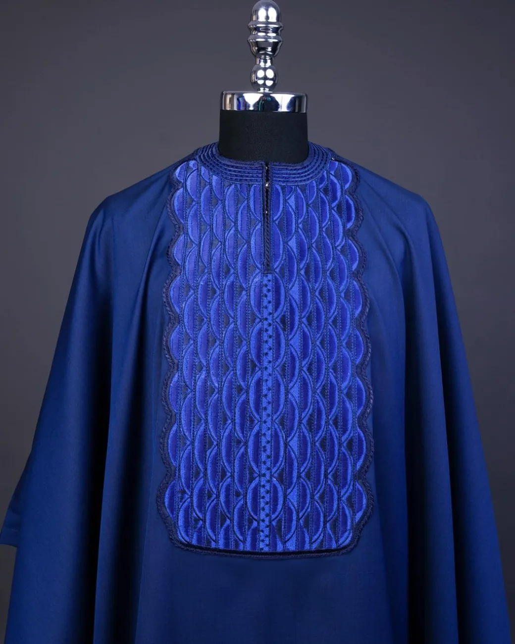 A Navy Blue, Sunrise Perspective Embroidery Detailing Agbada