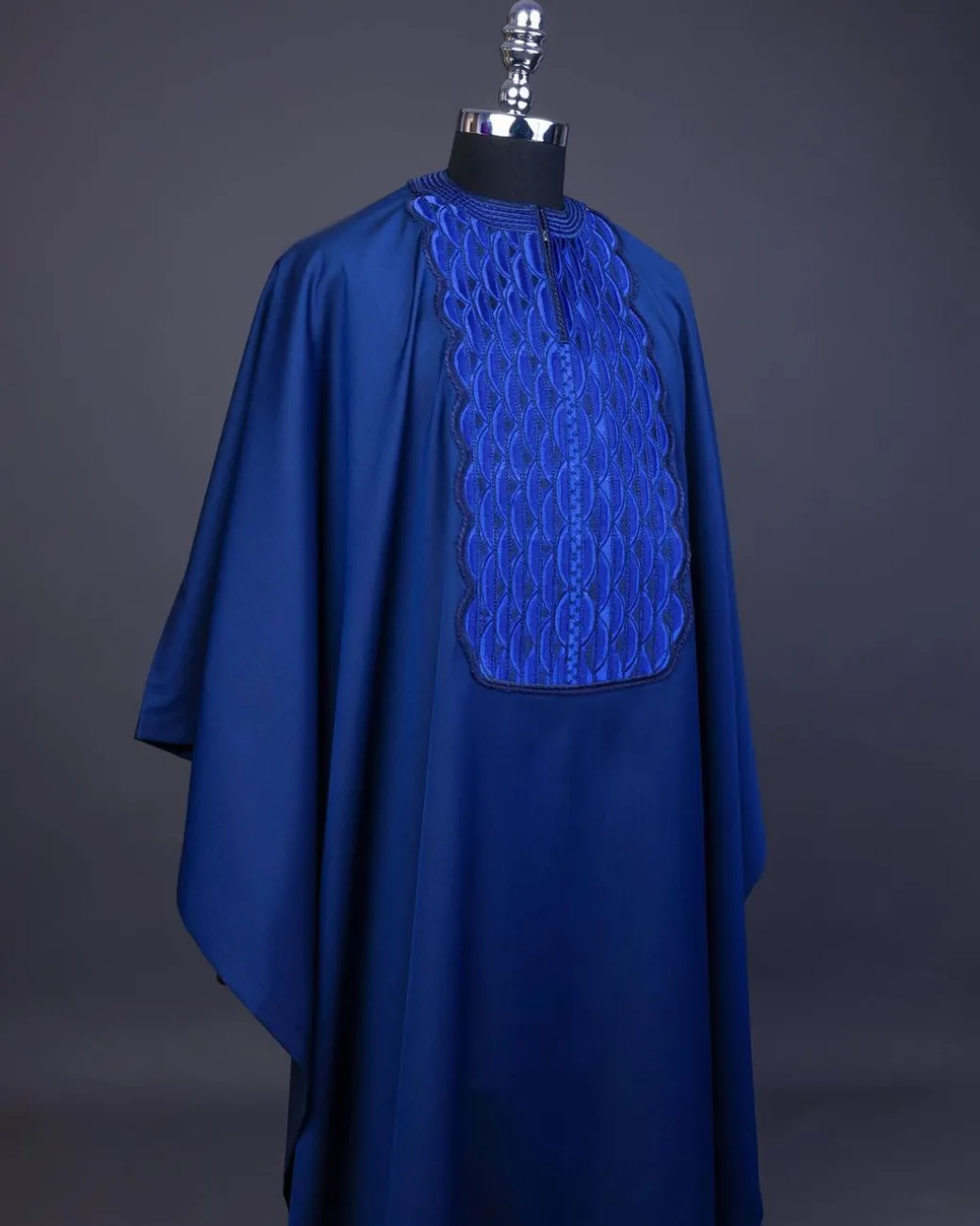 A Navy Blue, Sunrise Perspective Embroidery Detailing Agbada