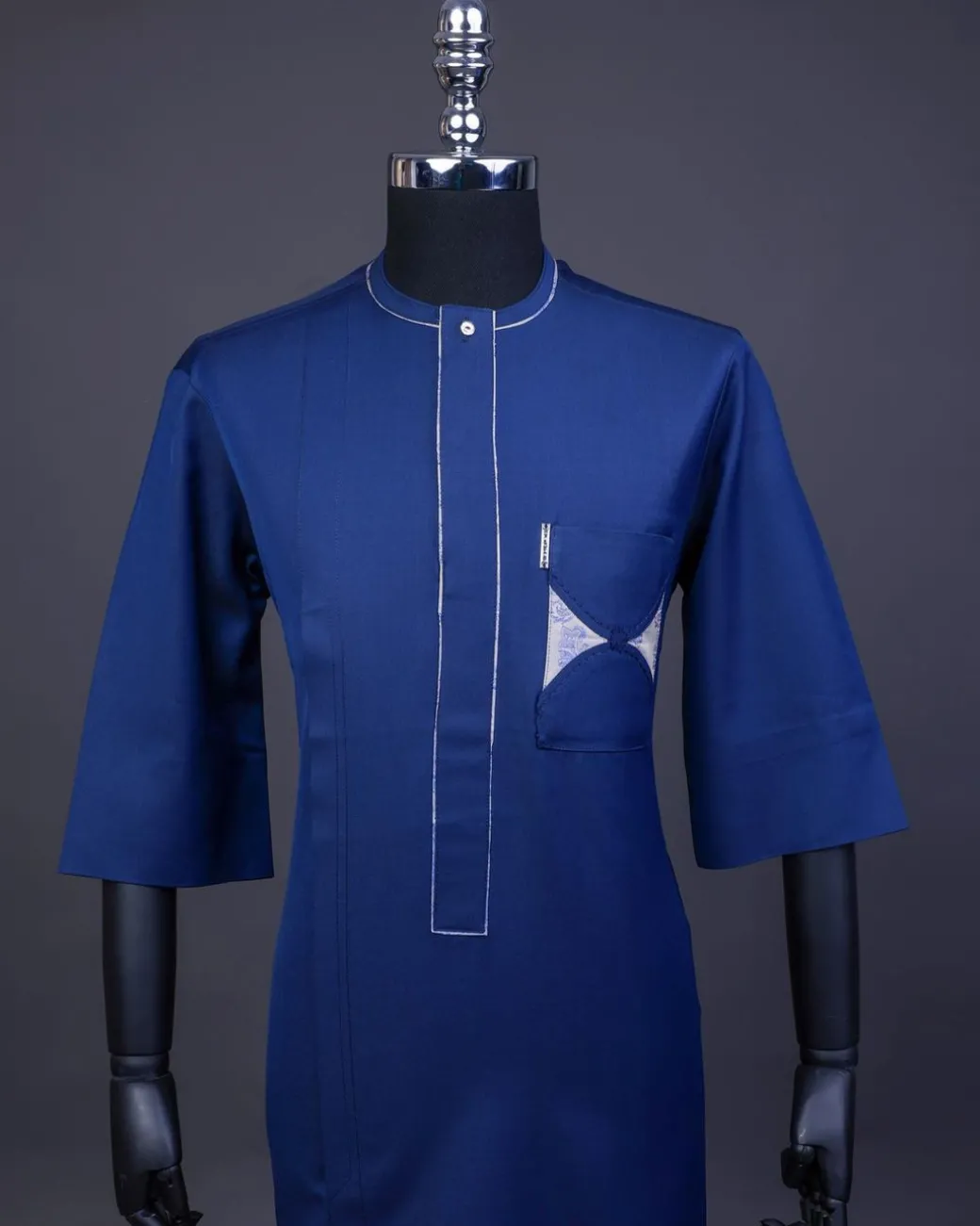 A Navy Blue, Sunrise Perspective Embroidery Detailing Agbada