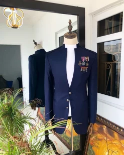 A Navy Blue “7th Battalion” Military Style suit