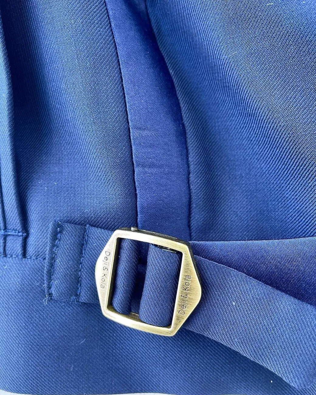 A Navy Blue Tiny Squared Metallic Jacquard Bespoke Reloaded “Arthur Richards” Tuxedo 3 Lapel Suit.
