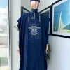 A Navy Blue, vexing demagogue metallic wire embroidery details agbada
