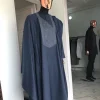 A Navy Blue with connected embroidery Agbada and Hand woven Yoruba Hat