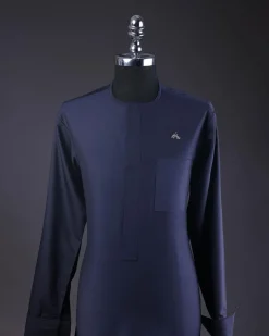 A Navy Blue, Front Flap Detailing Long Sleeve African kaftan and Sokoto