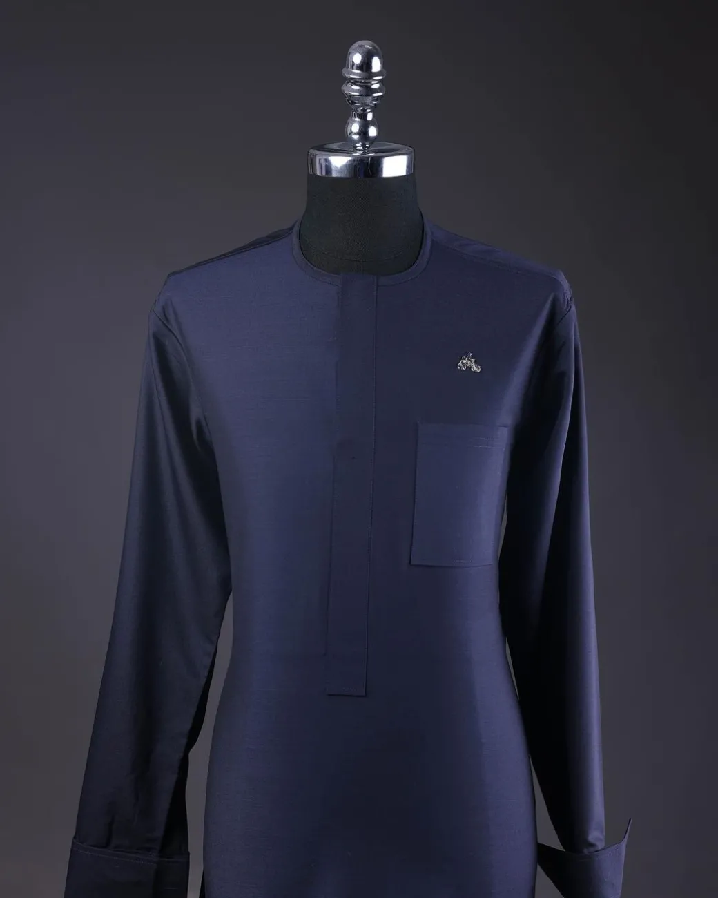 A Navy Blue, Front Flap Detailing Long Sleeve African kaftan and Sokoto